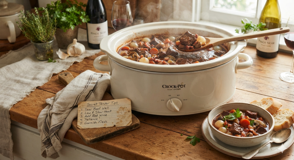 Slow Cooker Beef Bourguignon: Secret Tender Tips Inside