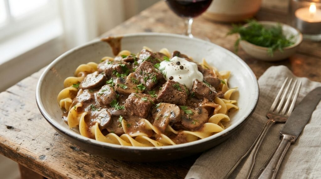 Slow Cooker Beef Stroganoff