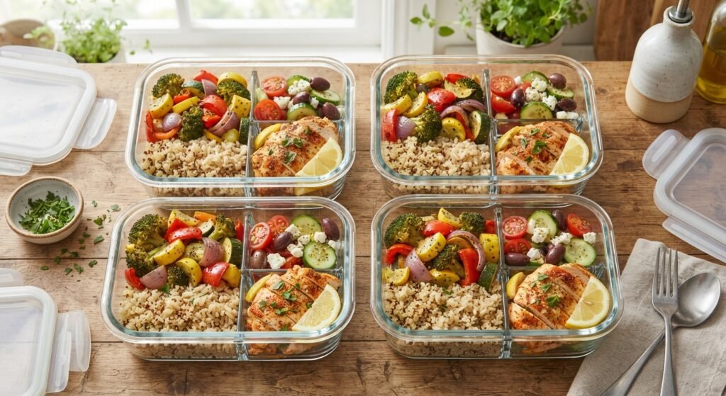 Baked Chicken and Veggie Meal Prep Bowls