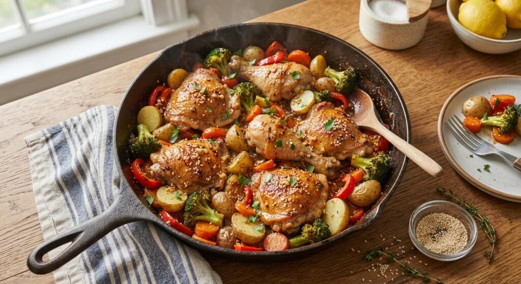 Easy One-Pan Honey Garlic Chicken and Vegetables