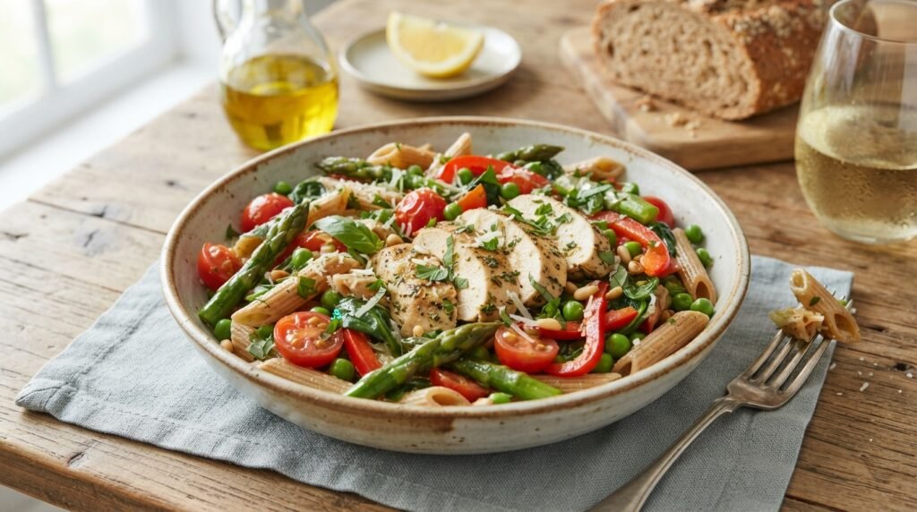 Healthy Garlic Chicken Pasta