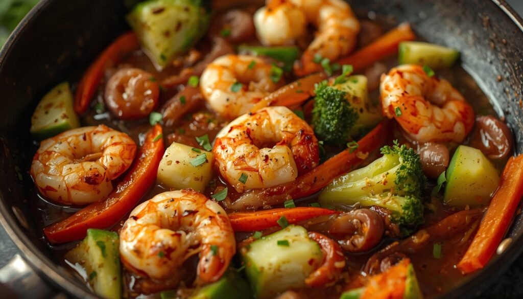 One-Pan Honey Garlic Shrimp and Vegetables
