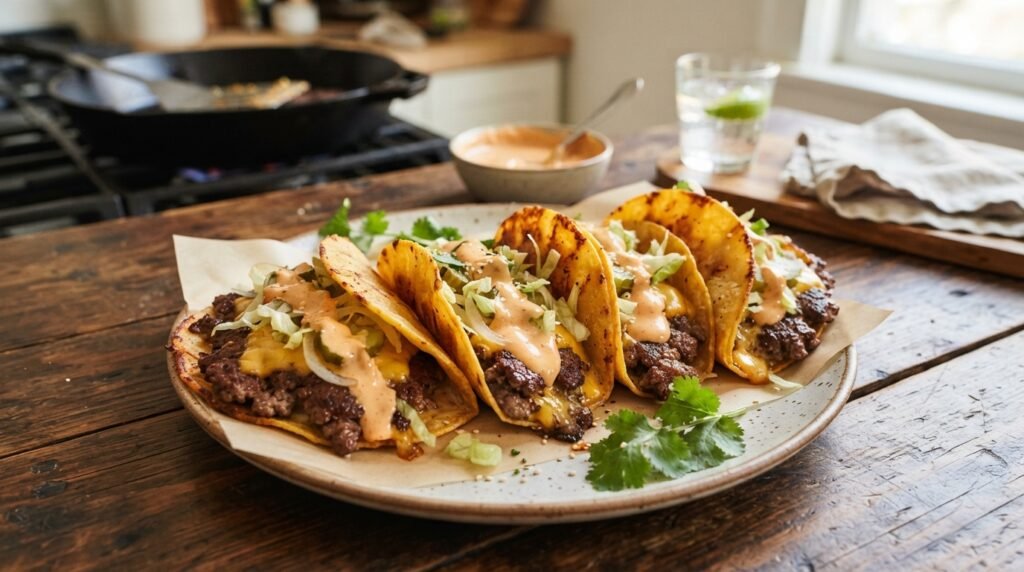 Smash Burger Tacos: Fast & Easy Ground Beef Dinner