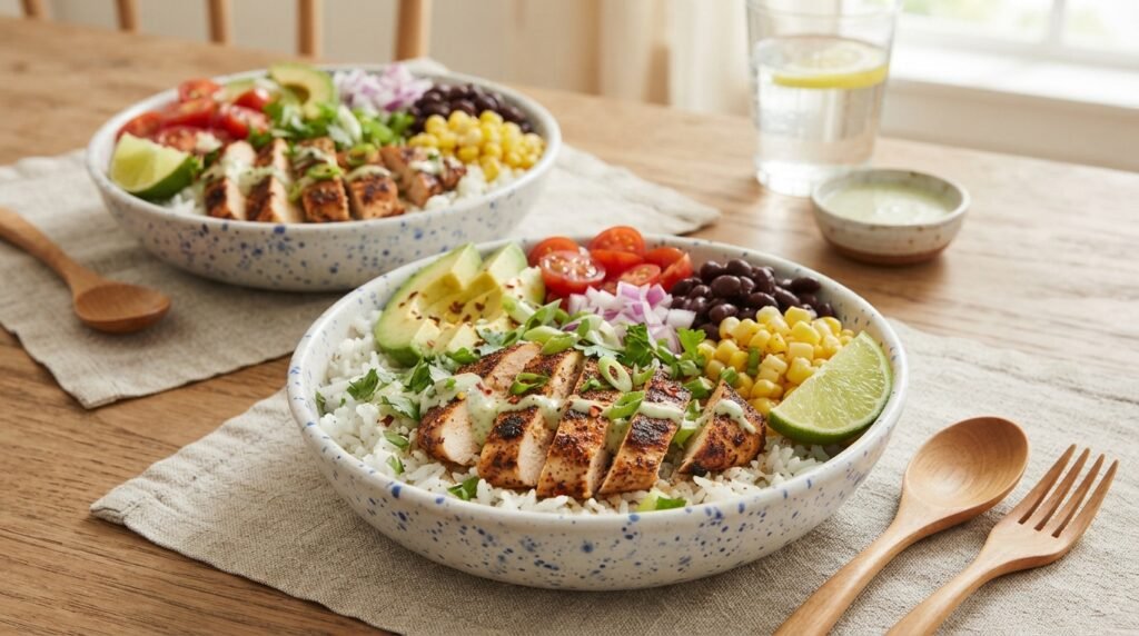 Healthy Chicken & Avocado Rice Bowls